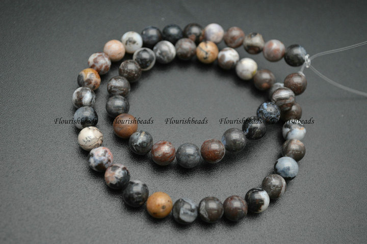 6mm 8mm Natural Black White Zebra Agate Stone Round Loose Beads