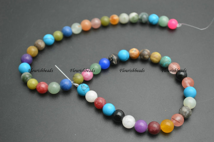 6mm 8mm 10mm Matte Natural Mix Quartz Stone Round Loose Beads