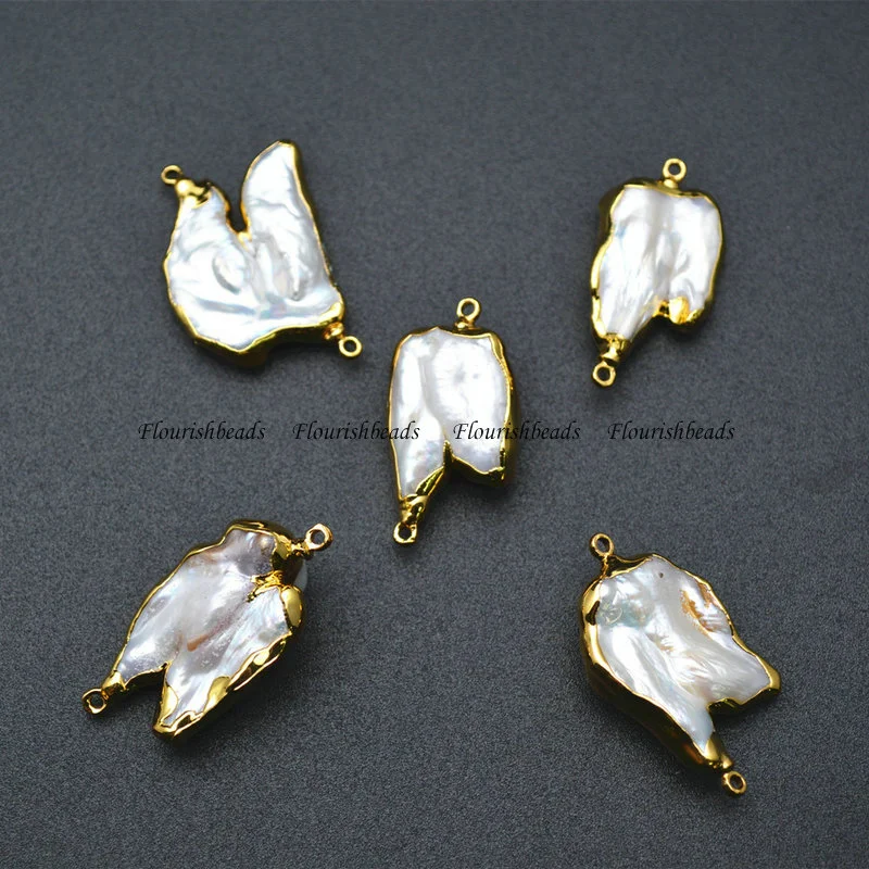 Fresh Water Pearl Irregular Shape Golden Plating Beads For Bracelet
