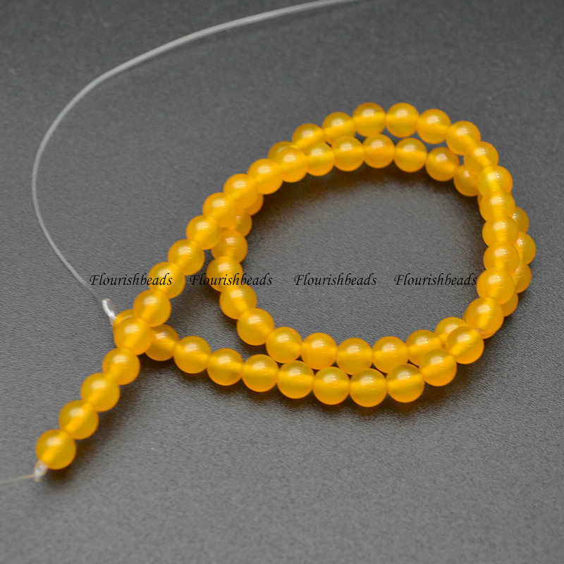 Yellow Agate 6mm Round Loose Beads For Jewelry Making