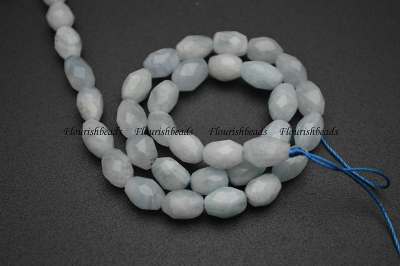 Facetd Barrel Aquamarine Stone Loose Beads For Jewelry Making