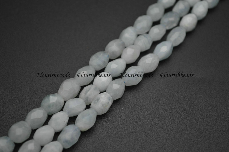 Facetd Barrel Aquamarine Stone Loose Beads For Jewelry Making