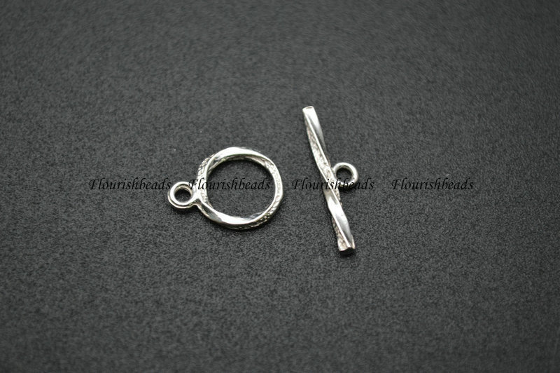 925 Stering Silver Toggle Round Twist Clasp For Jewelry Making