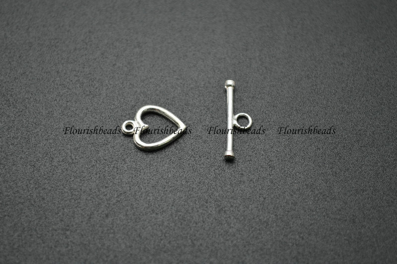 925 Stering Silver Toggle Heart Shape Clasp For Jewelry Making