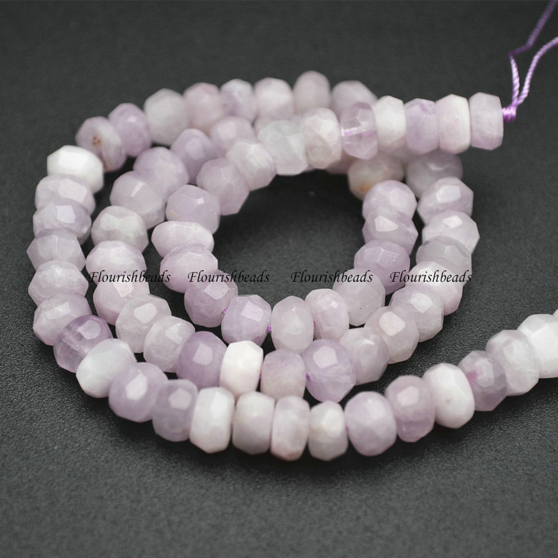 Faceted Wheel Kunzite Stone Loose Beads For DIY Making Jewerly