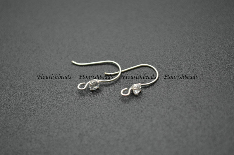 50pc 925 Stering Sliver Paved CZ With Fish Hooks For DIY Earing Findlings