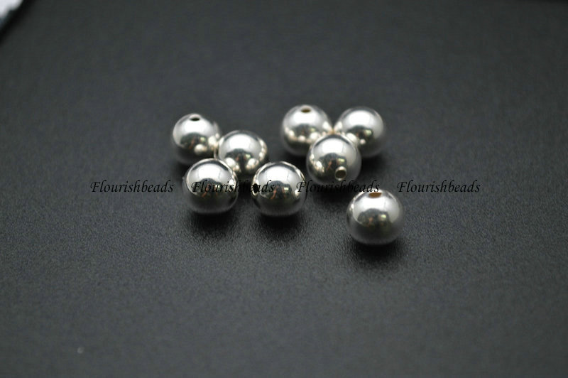 50pc 925 Stering Sliver Seamless 6mm 8mm Round Beads For DIY Jewelry Making