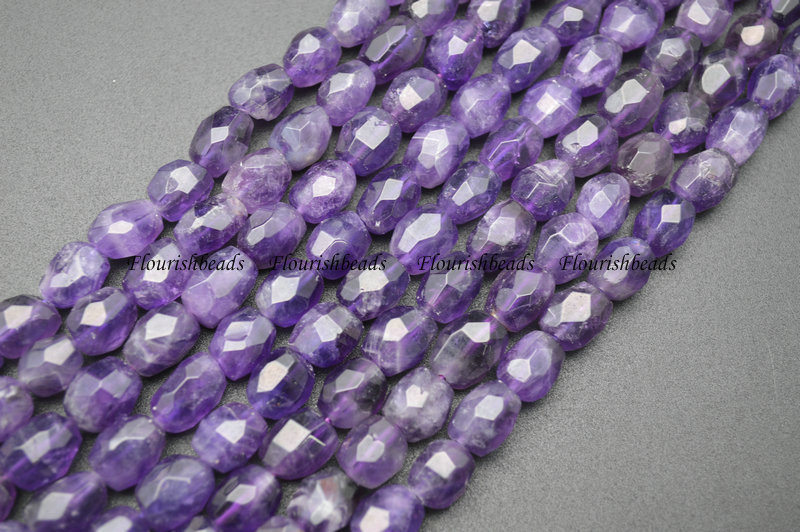 Faceted Nucleated Barrel Amethyst Loose Beads For Making Jewerly