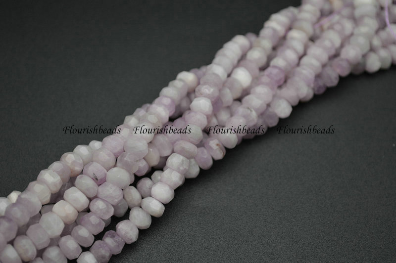 Faceted Wheel Kunzite Stone Loose Beads For DIY Making Jewerly