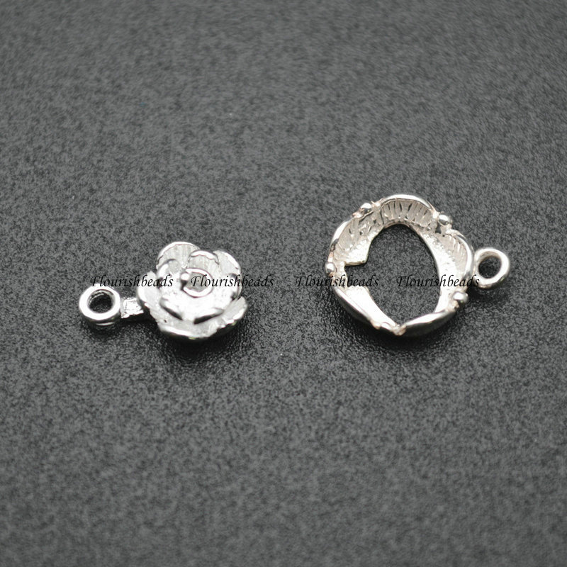 925 Stering Silver Fancy Flower Connector Clasp For Jewelry Making