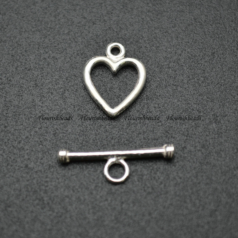 925 Stering Silver Toggle Heart Shape Clasp For Jewelry Making