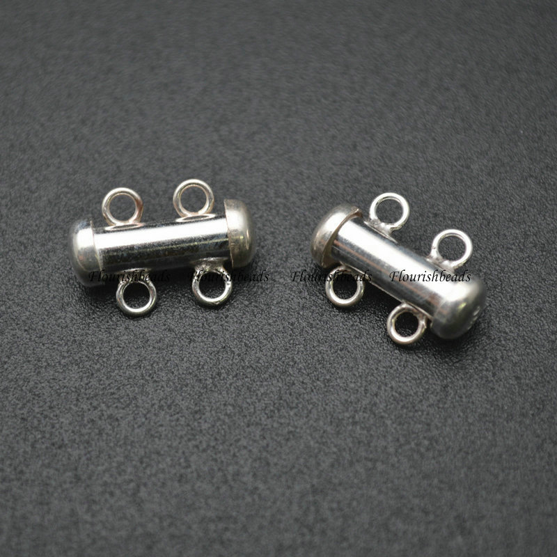 2-Sliders Cylinder 925 Sterling Silver For Jewelry Making Connectors