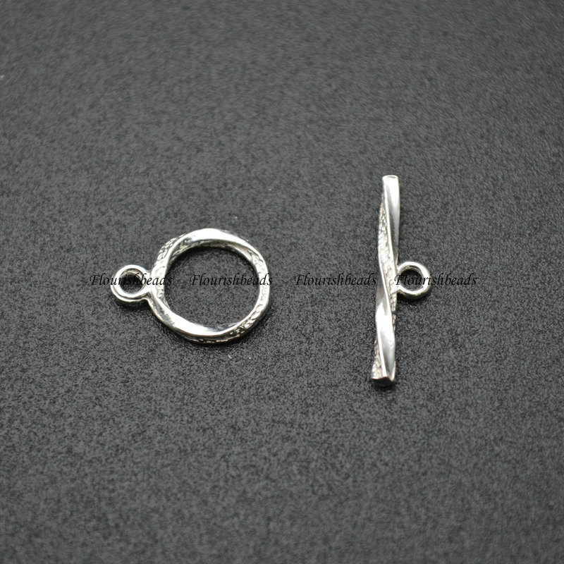 925 Stering Silver Toggle Round Twist Clasp For Jewelry Making