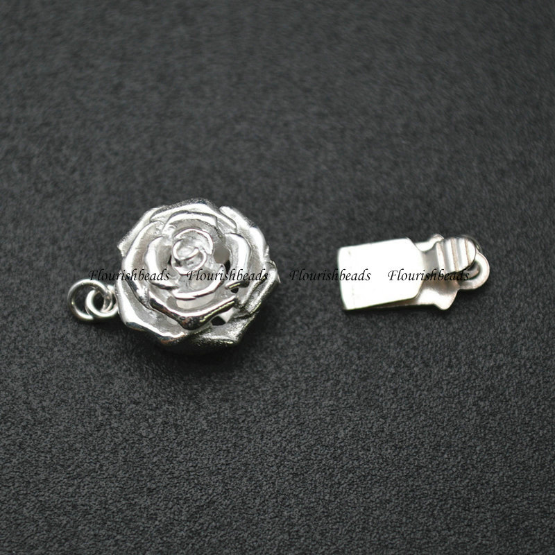 925 Stering Silver Flower Clip Connector Clasp For Jewelry Making