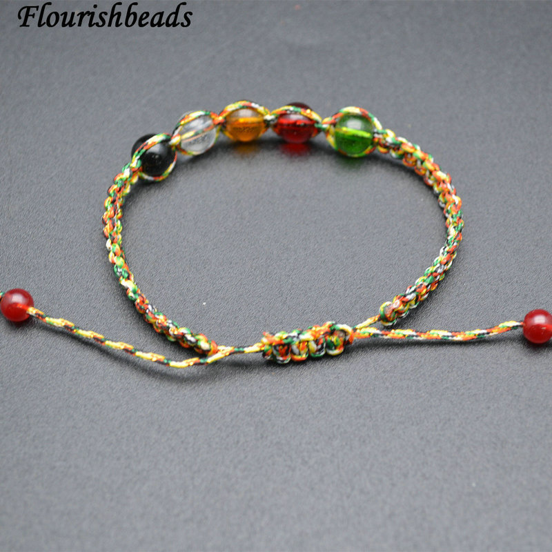8mm Mixcolor Glass Round Beads Chakra Bracelets Chinese Knot