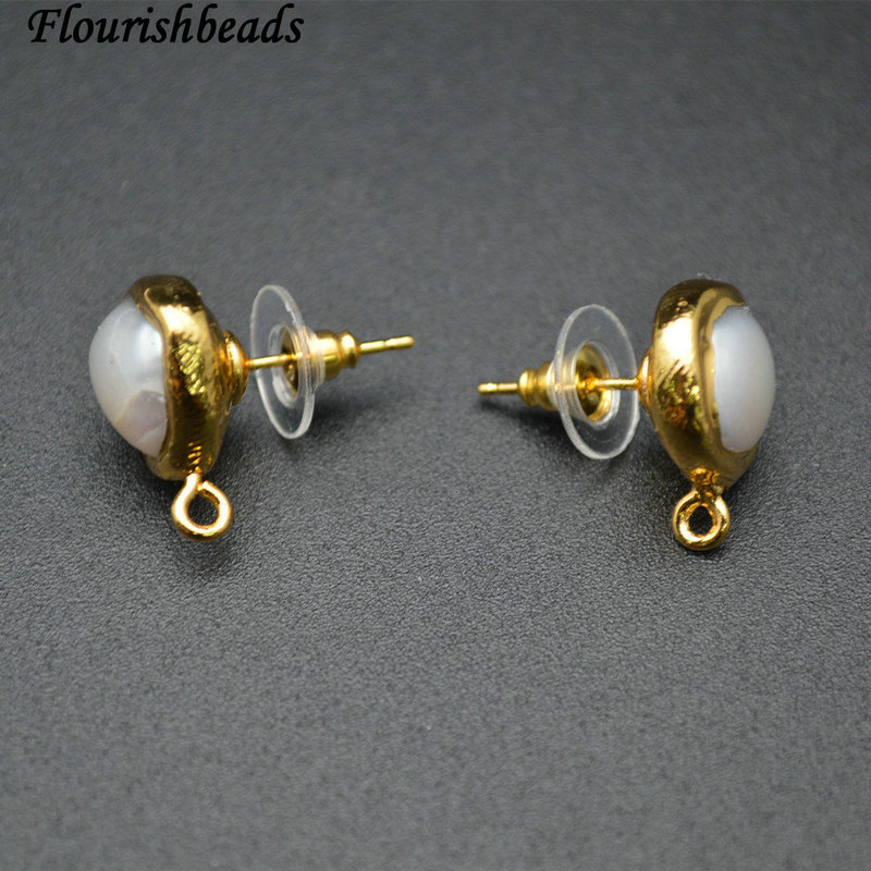 Natural White Pearl Beads With Anti-fade Plating Copper Loop DIY Earings Part