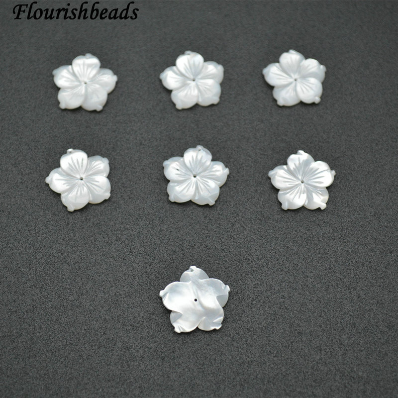 Small Size White Natural MOP Shell Carved Flower Shape Charms for DIY Jewelry Making