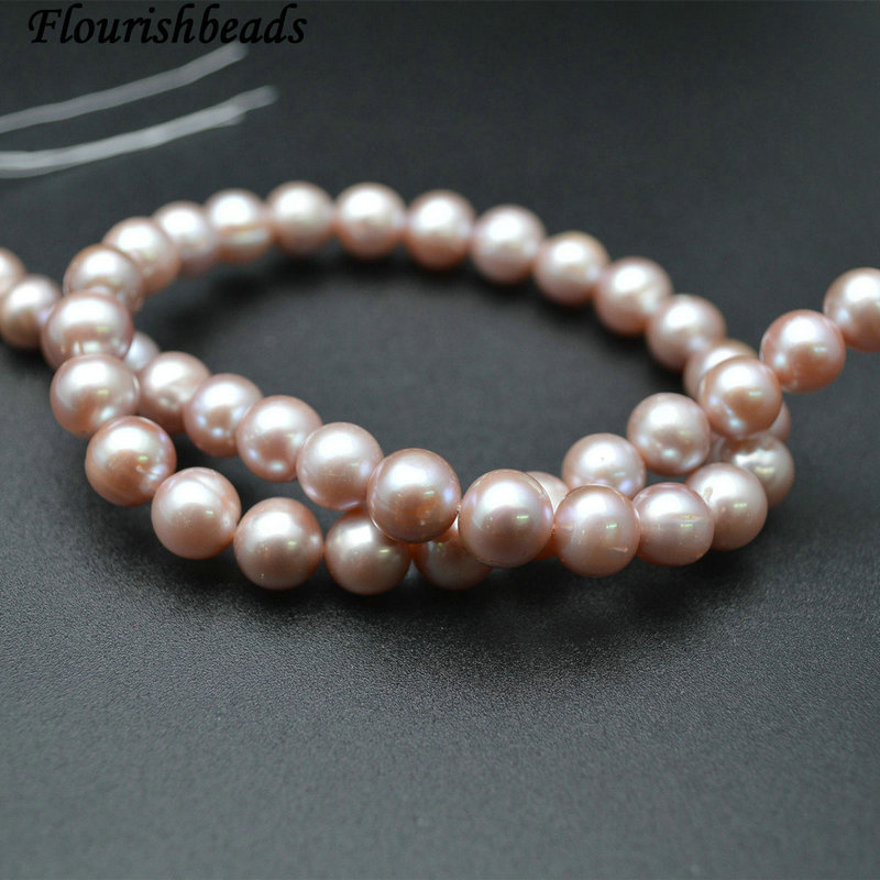 9mm 10mm Natural Nucleated Fresh Water Pearl Round Loose Beads