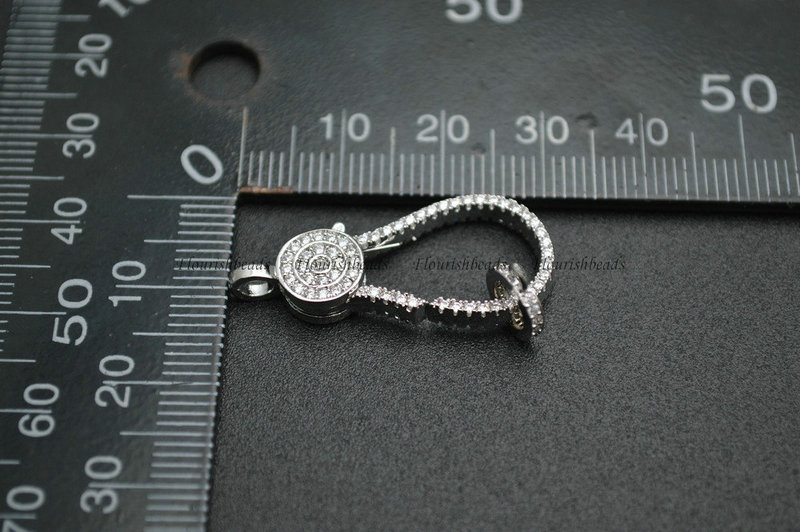 Anti-fade Rhodium Plating Copper Paved CZ with Loop Lobster Connecter Clasps