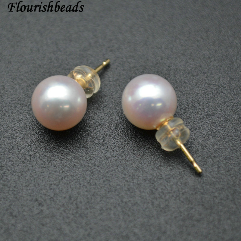 Natural Nucleated Round Pearl Bead with 14K Gold Hook Fashion Earings