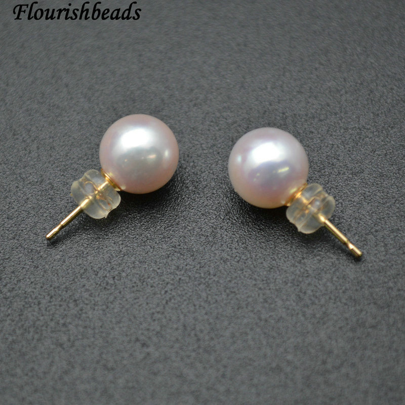 Natural Nucleated Round Pearl Bead with 14K Gold Hook Fashion Earings