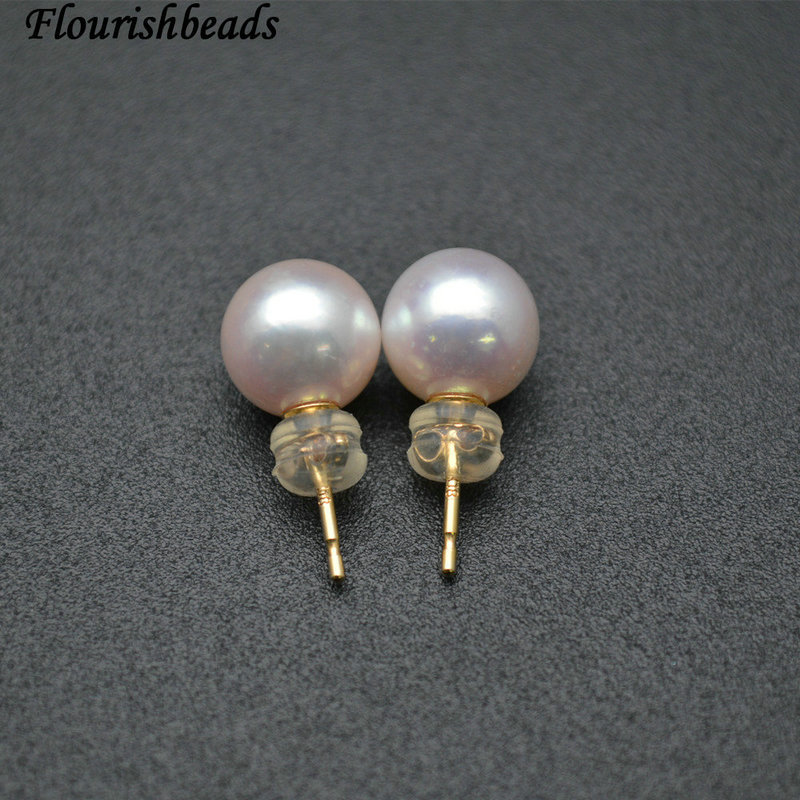 Natural Nucleated Round Pearl Bead with 14K Gold Hook Fashion Earings