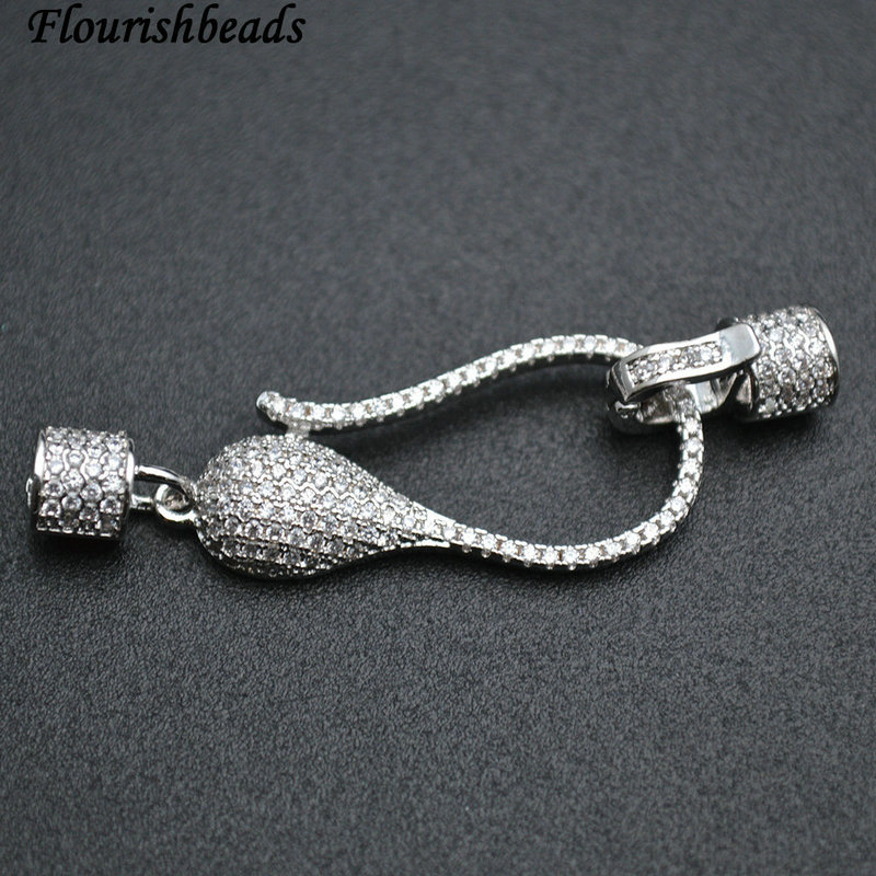 Fancy Shape Anti-fade Gold Rhodium Electroplating Paved CZ Two Parts Convenient Clip Clasps