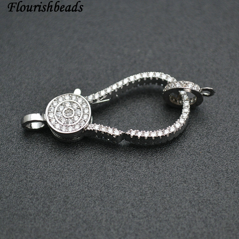 Anti-fade Rhodium Plating Copper Paved CZ with Loop Lobster Connecter Clasps