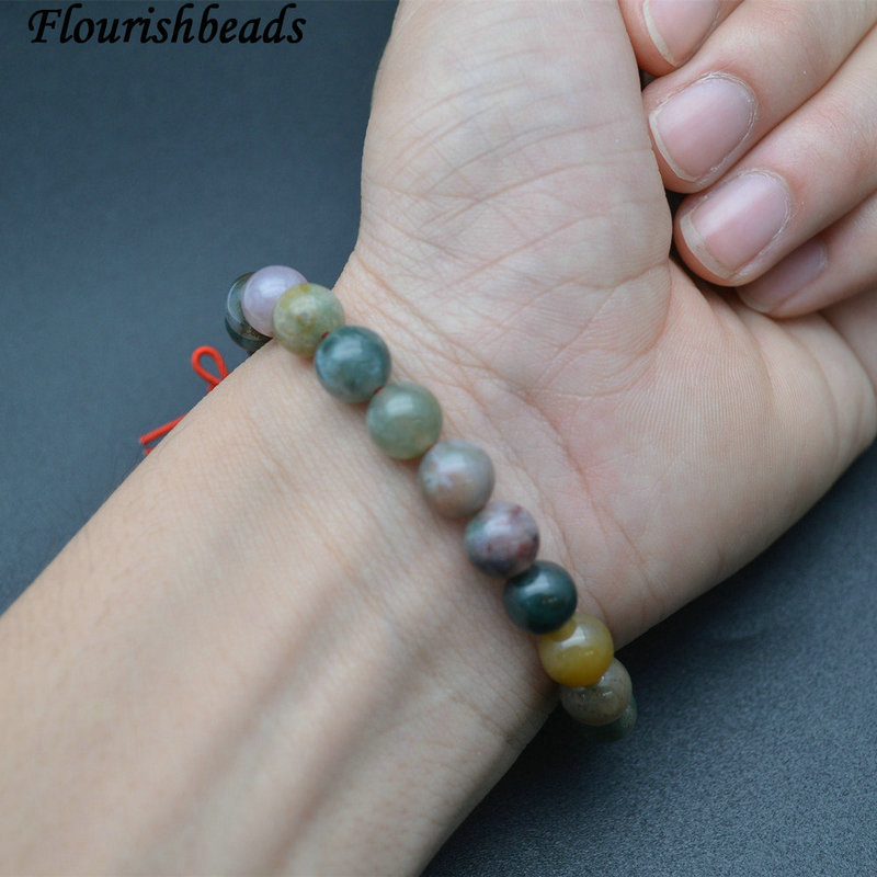 8mm 10mm Round Natural Indian Agate Mala Prayer Beads Bracelet