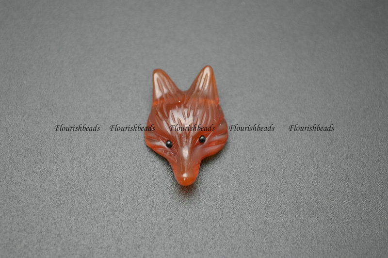 Fox Head Nucleated Natural Amethyst Lapis Red Agte Stone Pendant