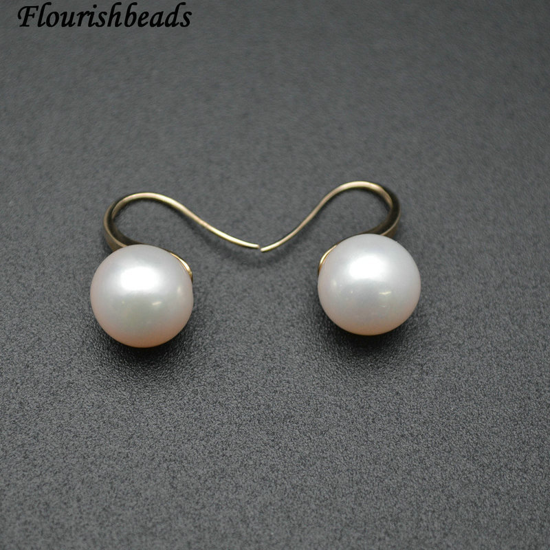 10-11mm Natural Nucleated White Pearl Bead with 18K 14K Gold Hook Fashion Earings