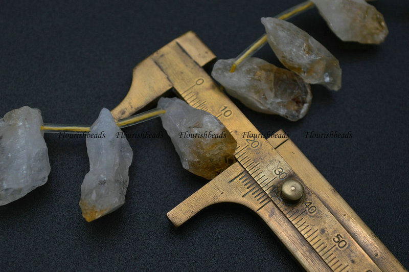 Natural Nugget Yellow Crystal Quartz Free Form Beads For DIY Jewelry Making