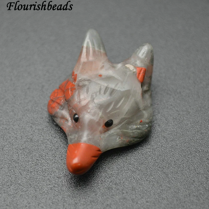 Fox Head Nucleated Natural Tiger Eye Unakite African Blood Stone Pendant