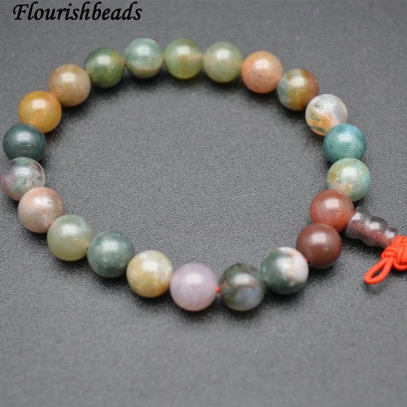 8mm 10mm Round Natural Indian Agate Mala Prayer Beads Bracelet