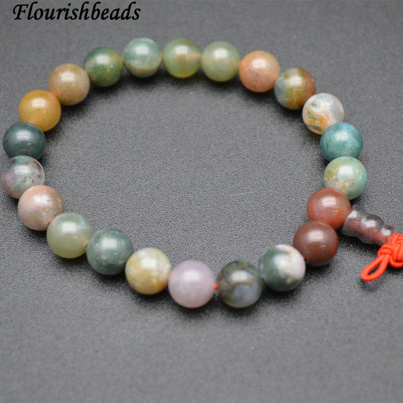 8mm 10mm Round Natural Indian Agate Mala Prayer Beads Bracelet