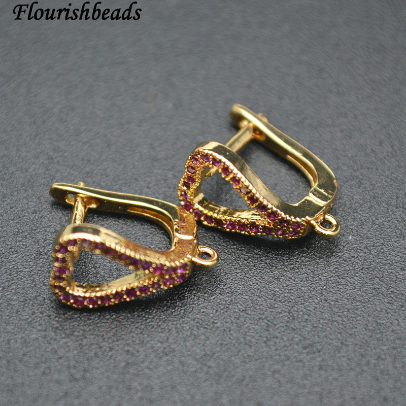 Hollow Out Tear Drop Gold Rhodium Electroplating CZ Ziron Loop Earing Hooks