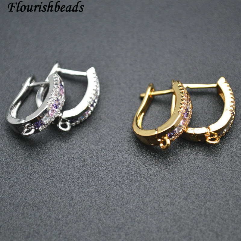 Gold Plating Rhodium Electroplating Cooper Paved CZ U Shape with 1 Loop Earing Hooks