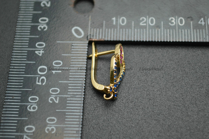 Anti-fade Gold Rhodium Plating Copper Zircon CZ Fancy Shape Dangle Earing Hooks