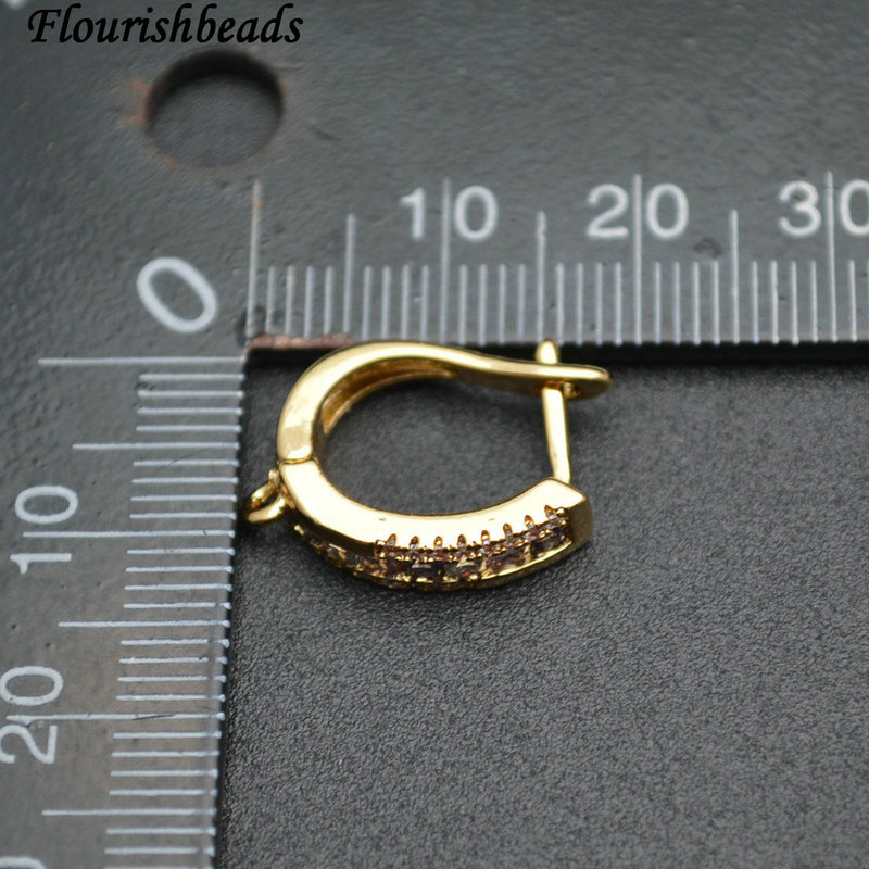 Gold Plating Rhodium Electroplating Cooper Paved CZ U Shape with 1 Loop Earing Hooks