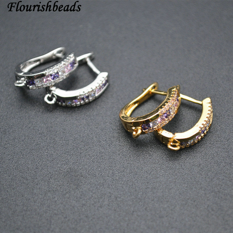 Gold Plating Rhodium Electroplating Cooper Paved CZ U Shape with 1 Loop Earing Hooks