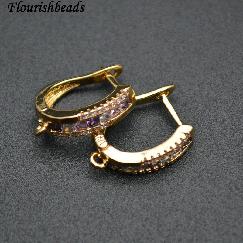 Gold Plating Rhodium Electroplating Cooper Paved CZ U Shape with 1 Loop Earing Hooks
