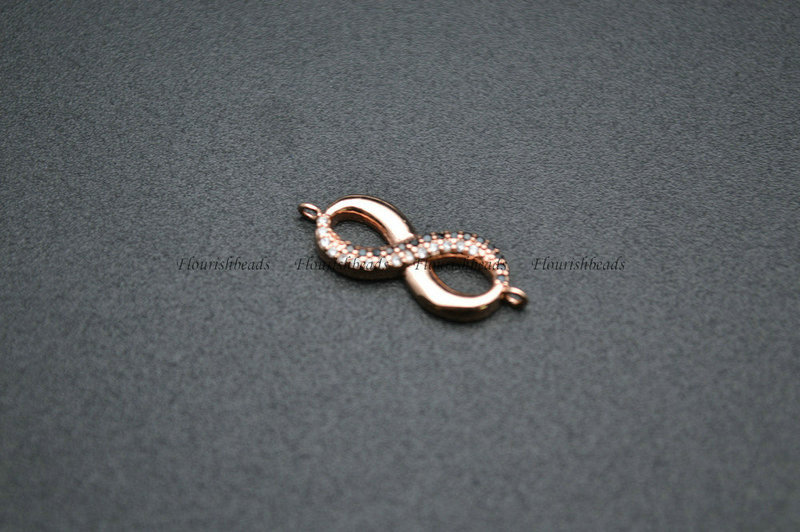 CZ Paved Gold Rhodium Gun Metal Rose Gold Plating Copper Number 8 Shape Charms