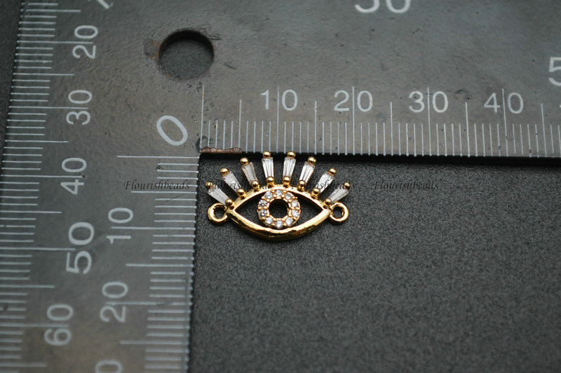 Eye Shape Golden Rhodium Rose gold Gun Metal Anti Fade Paved CZ Charms Connecter