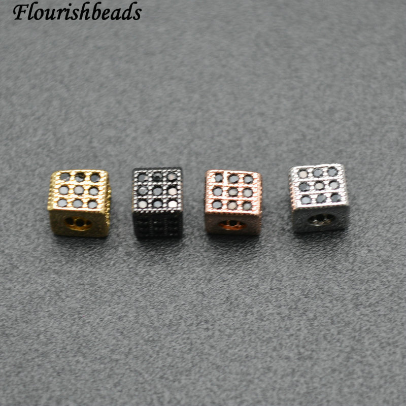 Anti-fade Rose Gold Rhodium Rose Gold Gun Metal Plating Paved CZ Copper Cube Charms