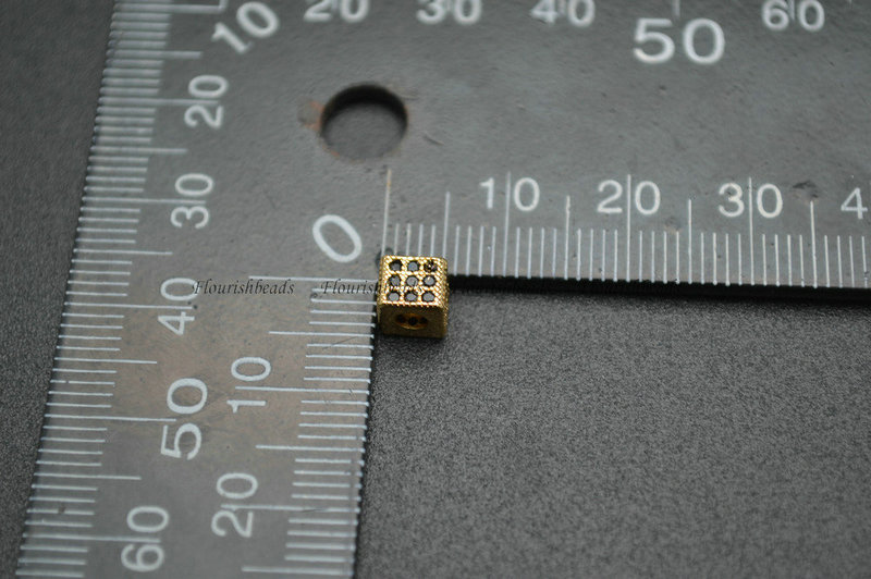 Anti-fade Rose Gold Rhodium Rose Gold Gun Metal Plating Paved CZ Copper Cube Charms