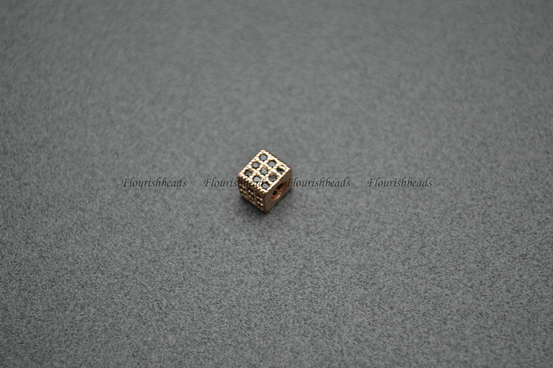 Anti-fade Rose Gold Rhodium Rose Gold Gun Metal Plating Paved CZ Copper Cube Charms