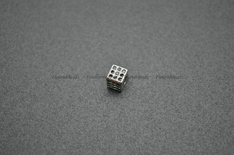 Anti-fade Rose Gold Rhodium Rose Gold Gun Metal Plating Paved CZ Copper Cube Charms