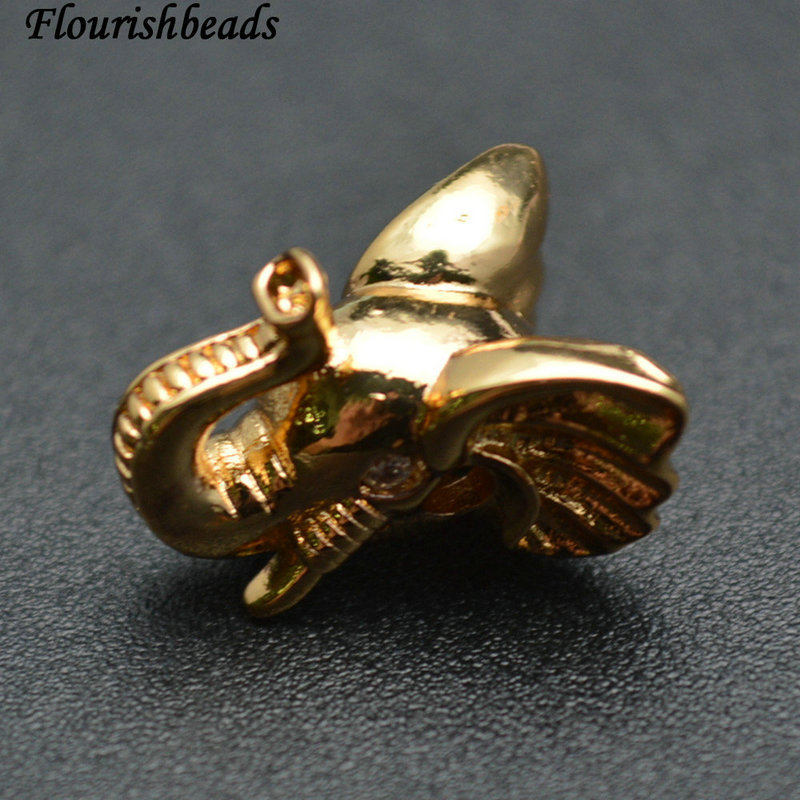 Anti-fade Plating Copper Elephant Head Eye Paved CZ Connecter Charms
