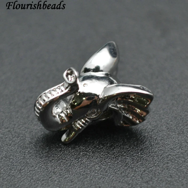 Anti-fade Plating Copper Elephant Head Eye Paved CZ Connecter Charms