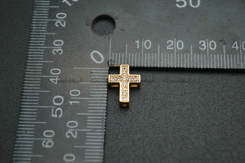 Anti-fade Metal Plating Copper Paved CZ Cross Hollow Out Connecter Charms